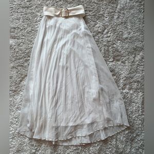 ZARA pleated midi skirt with detachable faux leather belt, size XS